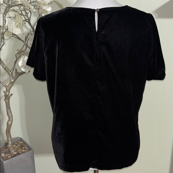 J. Crew Black Velvet Short Sleeve Top - Picture 3 of 3